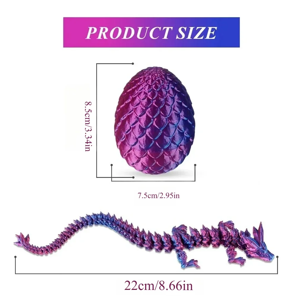3D-gedruckte Schlange mit Drache, Ei, Gelenk, Mobilität, simulieren Schlangenornament, Desktop, Zuhause, Tierdekoration, Desktop-Zubehör