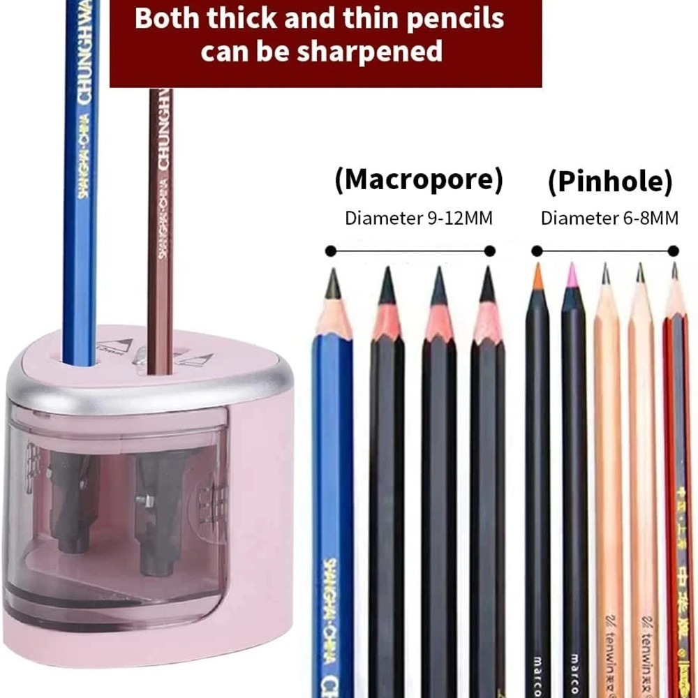 Nieuwe Twee-Holes Elektrische Automatische Puntenslijper Schakelaar Potlood Slijper Thuis Kantoor Schoolbenodigdheden Briefpapier Kunst
