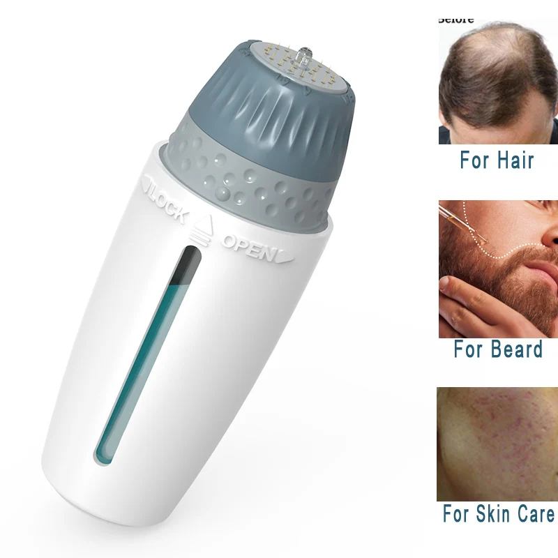Beard Hair Growth Microneedling Derma Stamp Applicator Minoxidil Essence Massage For Scalp Hair Loss Thinning Receding Hairline
