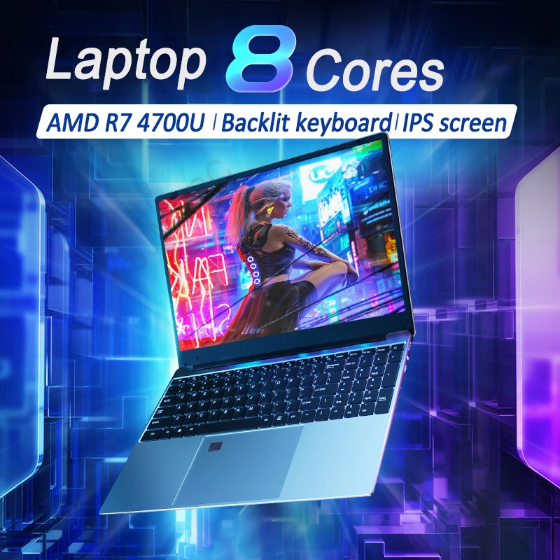 Ultrabook Laptop 15.6 inch AMD R7 4700U Backlit Keyboard Windows11 32GB DDR4 2TB Fingerprint Business Game Office Notebook