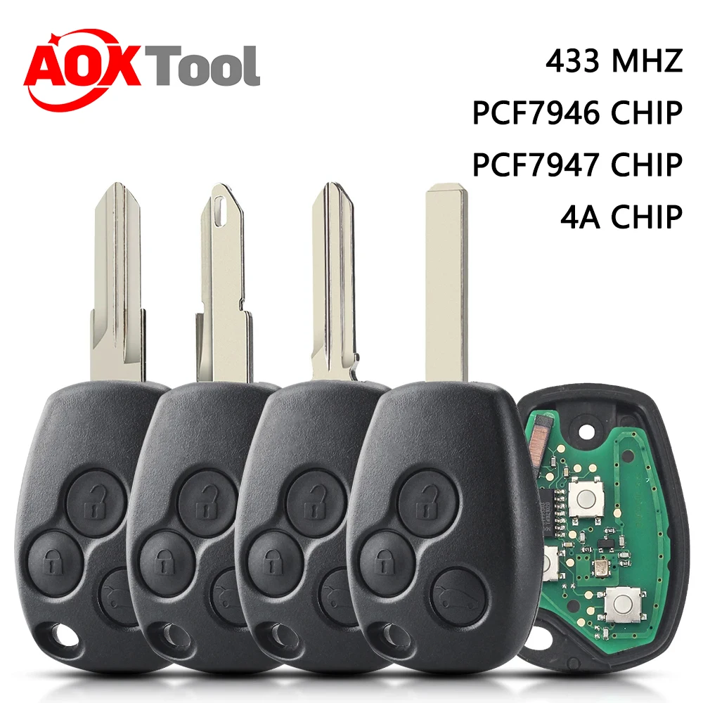 AOKTOOL удаленный автомобильный ключ для Renault Clio Kangoo Master Modus Logan Twingo Fob Id46 Pcf7946/Pcf7947/4a чип 434 МГц 3 Knoppen