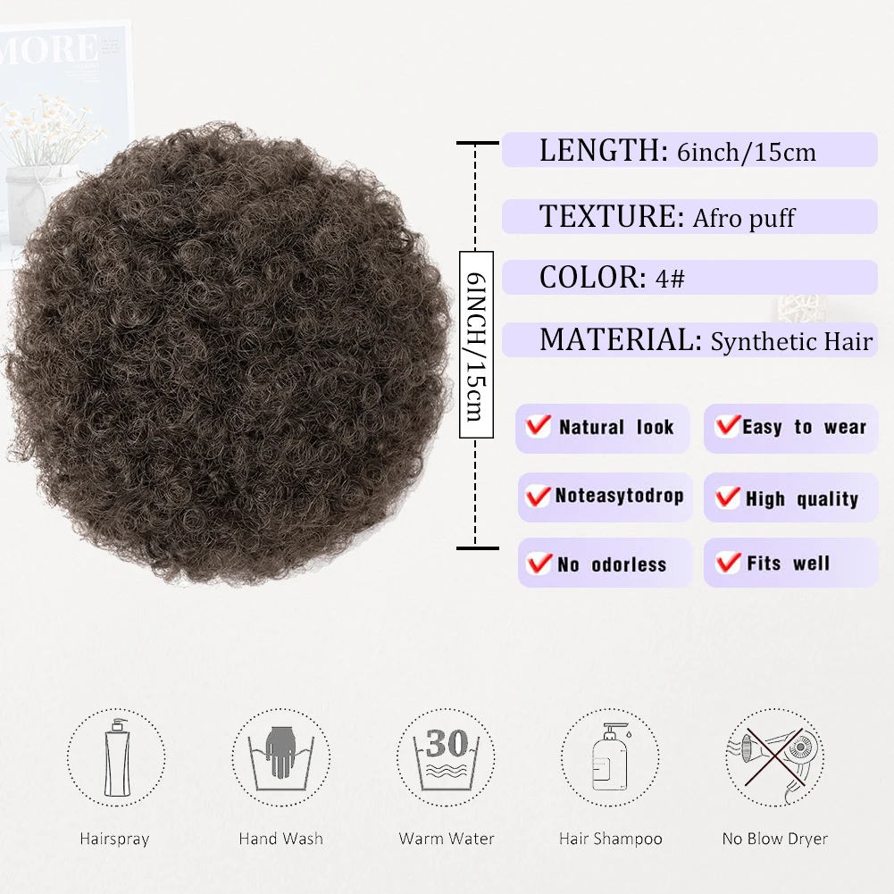Extension de queue de cheval afro bouffante avec cordon de serrage pour femmes noires, queue de cheval afro synthétique courte noire pour cheveux naturels, clip sur kink