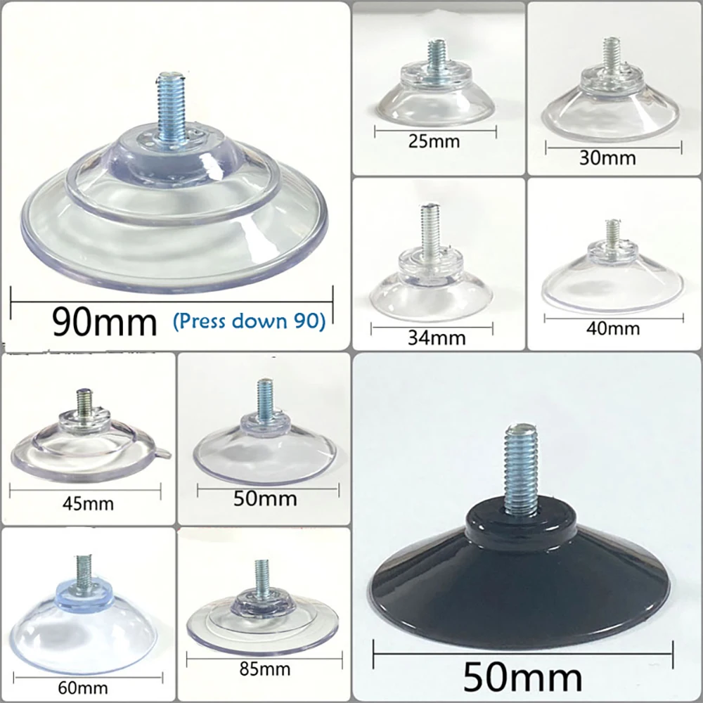 M4 M5 M6 M8 Transparent Suckers With Screw PVC Plastic Sucker Pad Holder Turn Nut Glass Table Tops Storage Tool Hooks