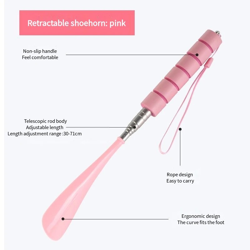 Stretchable Long Shoe Horns 30cm-71cm Metal Shoehorn Pregnant Woman Elderly Shoe Spoon No Bending Over Wearing Shoe Spatula 1pcs
