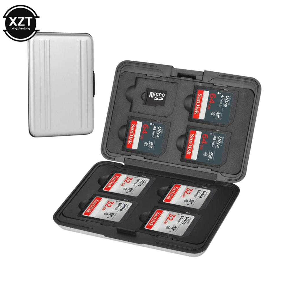 Tragbarer micro sd karten halter sdxc speicher halter speicher karten ettens chutz aluminium gehäuse 16 solts für sd/sdhc/sdxc/micro sd