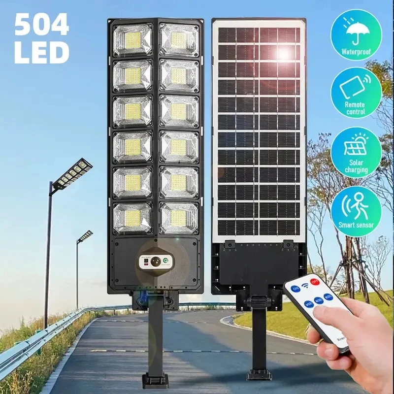 ไฟพลังงานแสงอาทิตย์ 20000LM โคมไฟพลังงานแสงอาทิตย์ภายนอกกลางแจ้งพร้อม Motion Sensor รีโมทคอนโทรล โคมไฟสปอตไลท์พลังงานแสงอาทิตย์ โคมไฟติดผนังถนน
