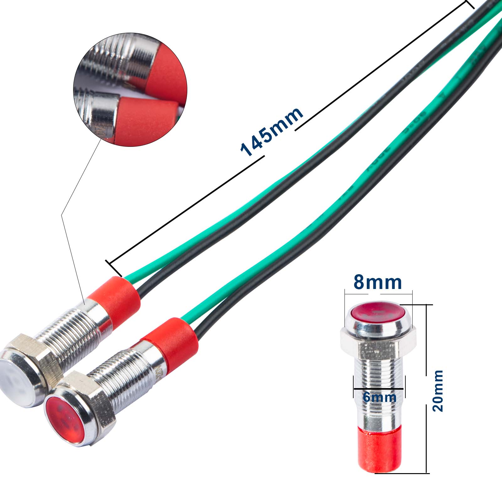 5 ชิ้น 6 มิลลิเมตร Led โลหะไฟแสดงสถานะกันน้ําสัญญาณ 12 โวลต์ - 24 โวลต์ 110 โวลต์ - 220 โวลต์สีขาวสีแดงสีฟ้าสีเขียวสีเหลือง