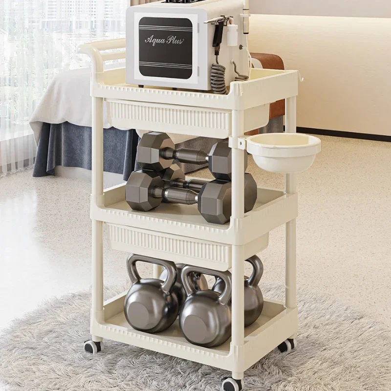 Chariot de rangement pour salon de coiffure, chariot à outils multicouche, équipement de beauté stable, rangement pour salon de coiffure