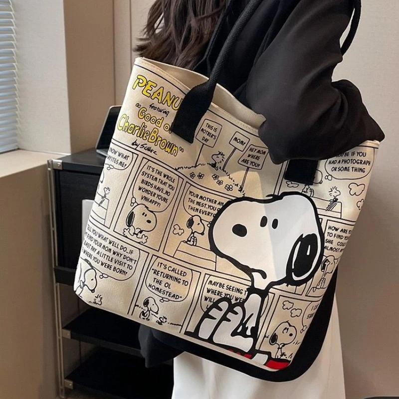 Borsa a tracolla di grande capacità alla moda e versatile per le donne Nuovo cartone animato Snoopy Mommy Borsa tote monospalla versatile portatile