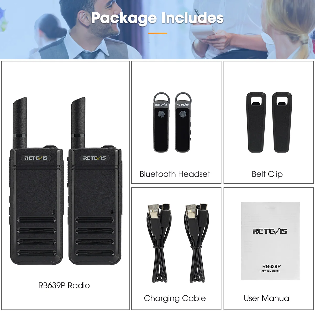 2pcs Bluetooth Walkie Talkie retevis rb639p Mini tragbare Walkie-Talkie pmr446 profession elle Funkgeräte mit drahtlosem Headset