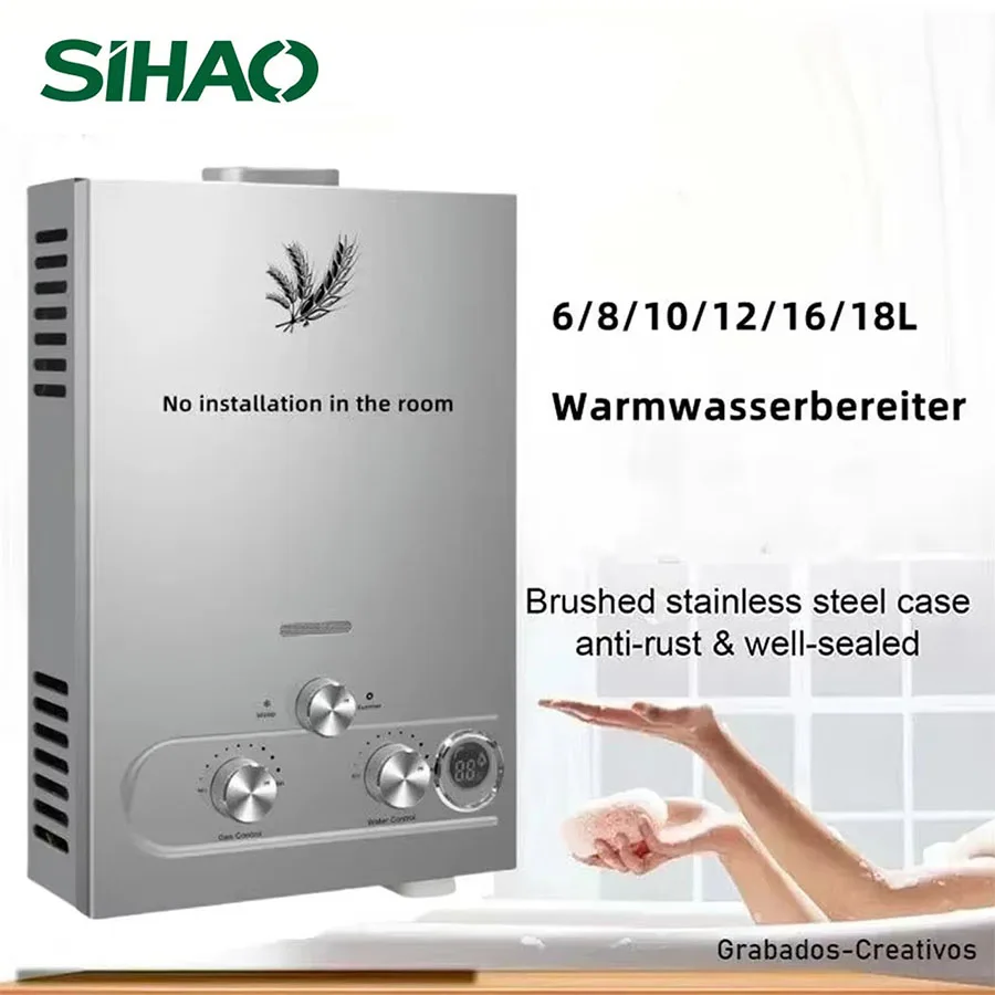 Aquecedor de água a gás de petróleo liquefeito SIHAO GLP 6L 8L 10L 12L 16L 18L aquecedor de água a gás de petróleo liquefeito propano butano