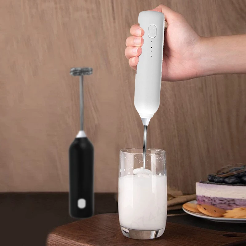 Frother นมไฟฟ้า 2 In 1 เครื่องปั่นแบบชาร์จไฟได้สแตนเลส 3 ความเร็วเครื่องผสมกาแฟไข่ Beater มือถือโฟม Maker เครื่องมือ