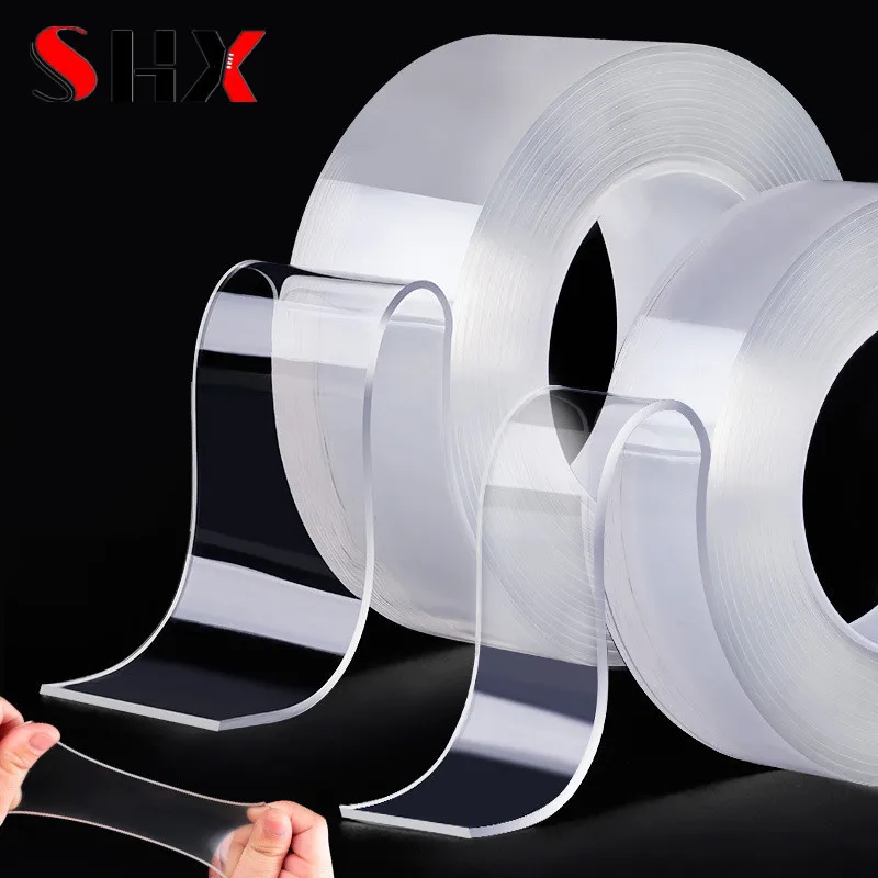 Nano pegatina de doble cara reutilizable sin rastro Nano pegatina autoadhesiva transparente cintas de doble cara impermeables lavables