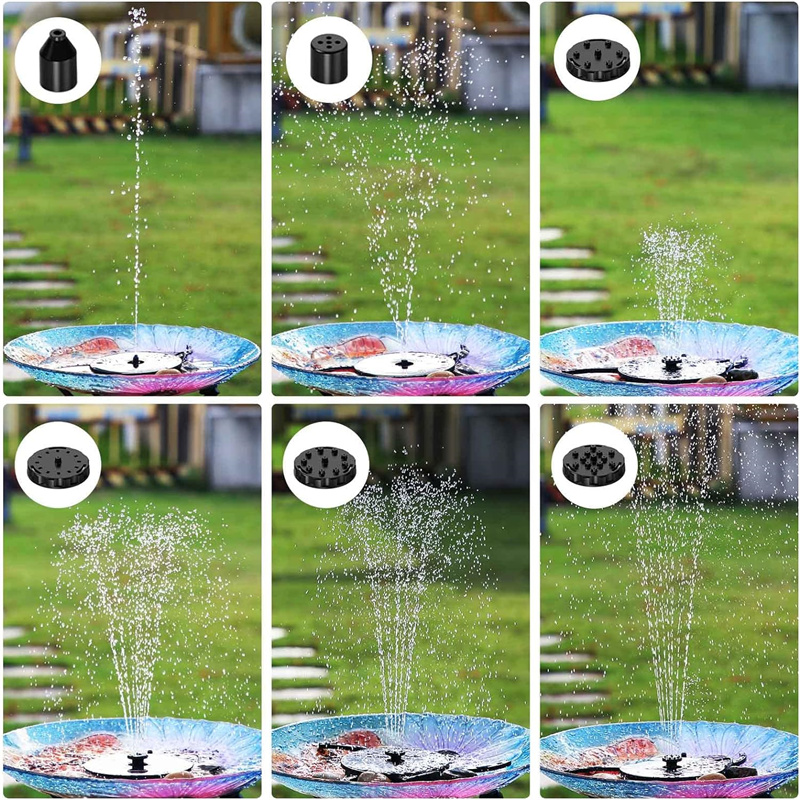 Bomba de água solar para fonte, 2.5w, para banho de pássaros, lago, piscina, tanque de peixes, bomba externa com 6 bicos, decoração de jardim
