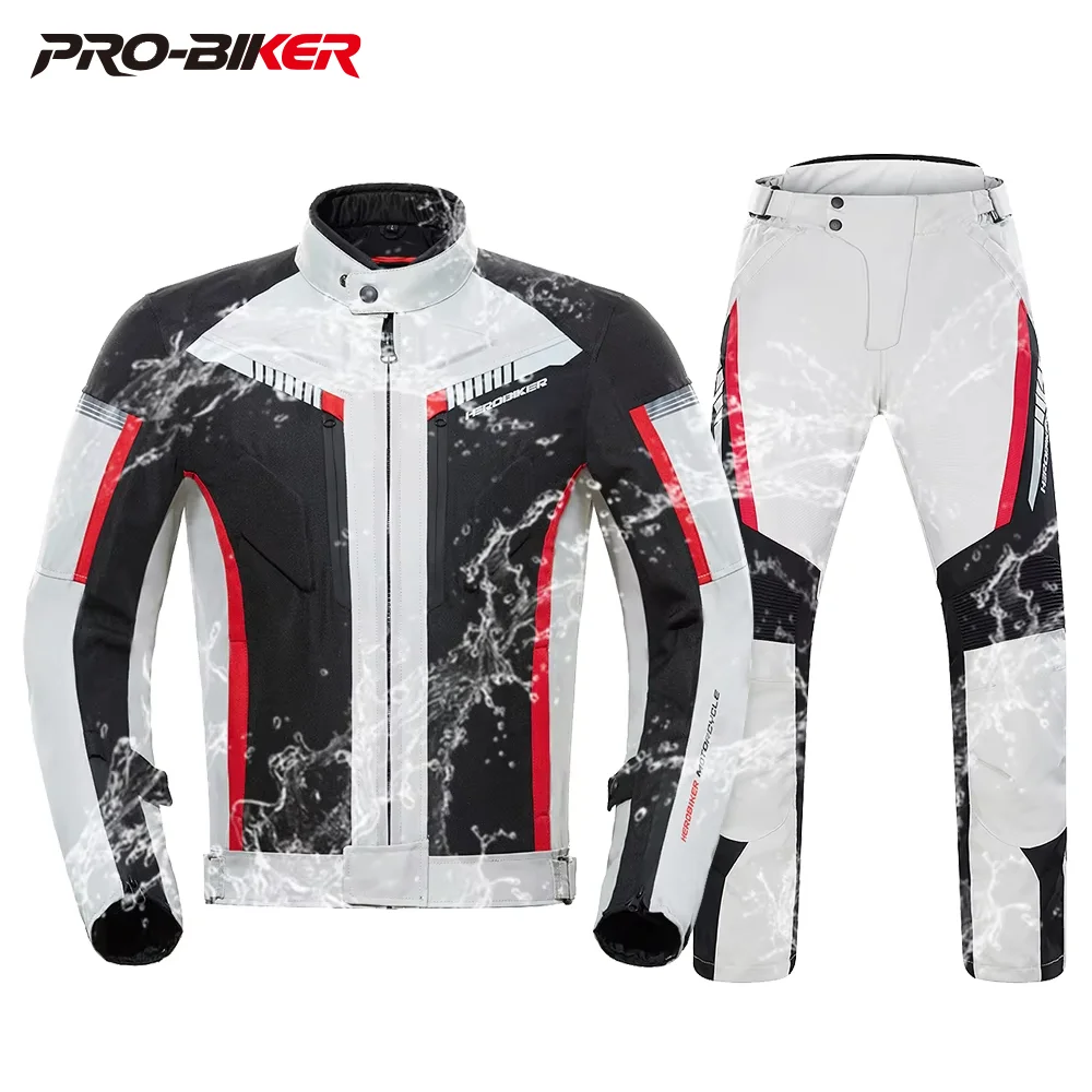 HEROBIKER Wasserdichte Motorradjacke Herren Rennjacke Tragbare Motorradhose Moto Kleidung mit EVA-Schutz