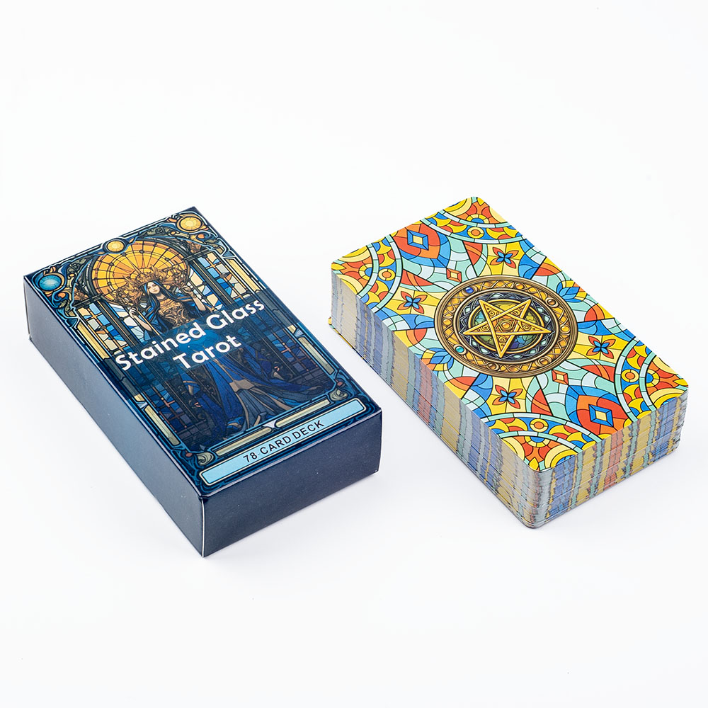 Stained Glass TAROT 78-Card Deck Leisure Entertainment การ์ดเกม Family Gathering Divination BOARD เล่นเกม 10.3*6 ซม.