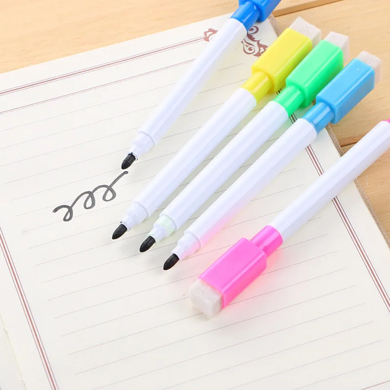 8 ชิ้น Lytwtw's ปากกาไวท์บอร์ดสร้างสรรค์พร้อมแปรงน้ําขนาดเล็ก Erasable ปากกาอุปกรณ์สํานักงานโรงเรียนสีขาว Board Marker