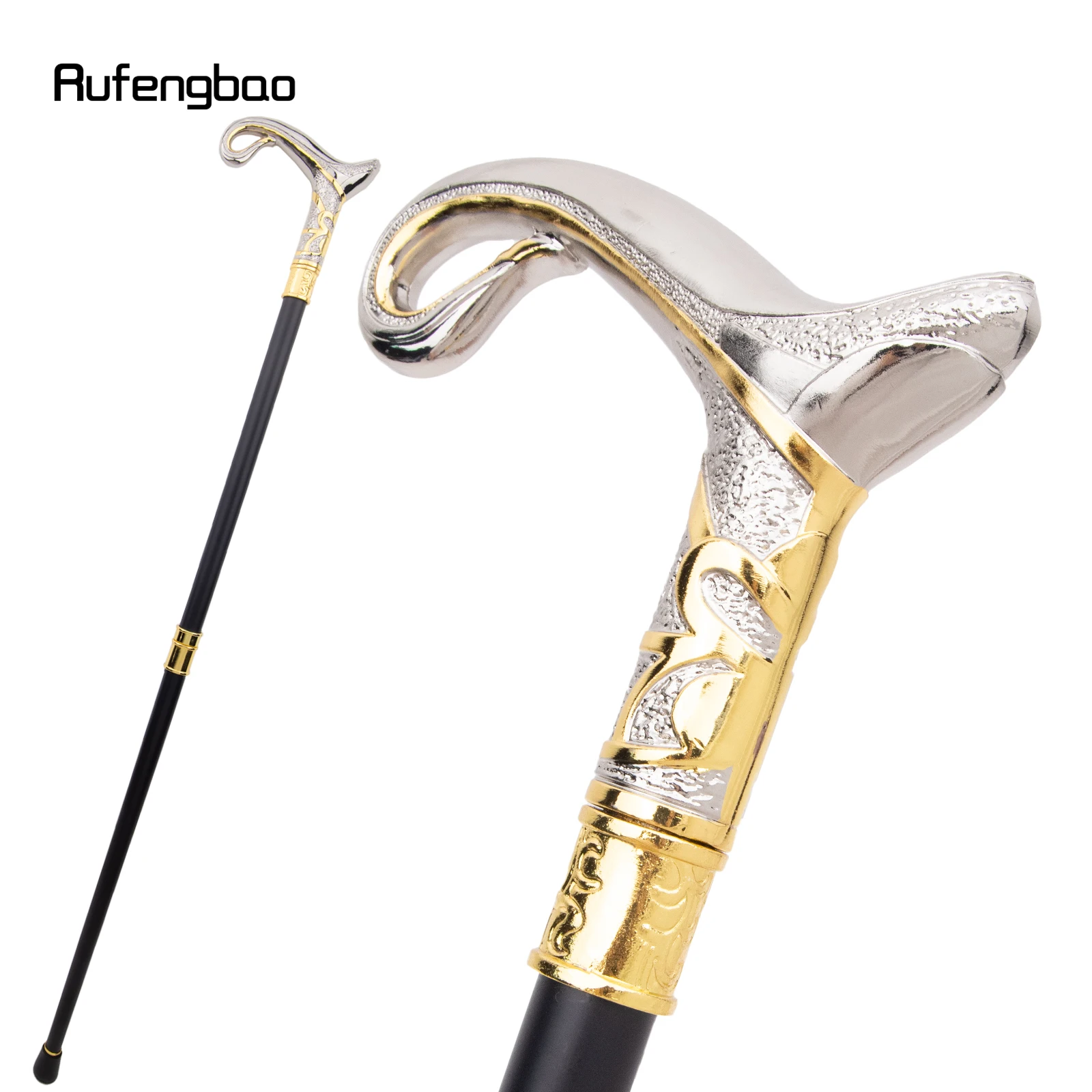 สีขาวทองหรูหรา Curve Line Walking Cane แฟชั่นตกแต่งเดิน Stick สุภาพบุรุษ Elegant คอสเพลย์ Cane KNOB Crosier 92 ซม