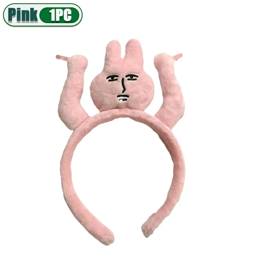 1-20PCS 머리띠 새로운 핑크 토끼 헤어 밴드 기발한 재미 플러시 머리띠 그립 앞머리 귀여운 사진 장식 헤어 밴드 머리 장식