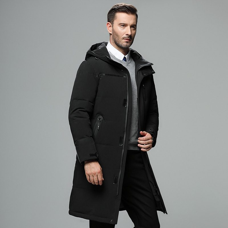 Casacos com capuz de pato compridos masculinos, casacos casuais, à prova de vento, quentes, ao ar livre, roupas masculinas, alta qualidade, novo, inverno