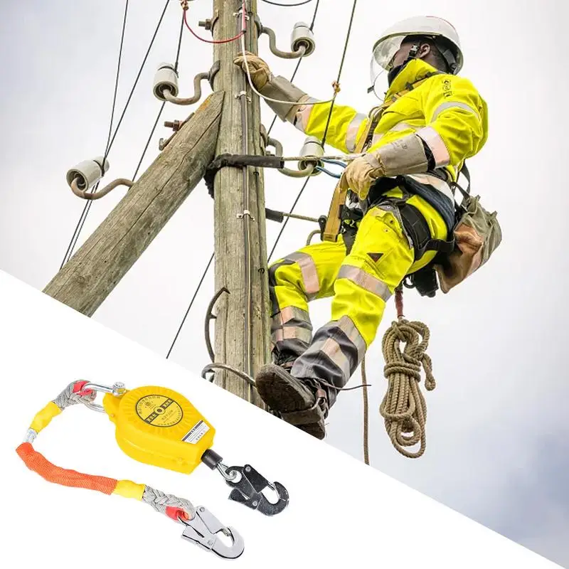 Self Retracting Lifeline 330.7 LBS 150 Kg Retractable Lifeline Fall Arrest System Anti-Rotation Steel Wire Rope Quick-Action