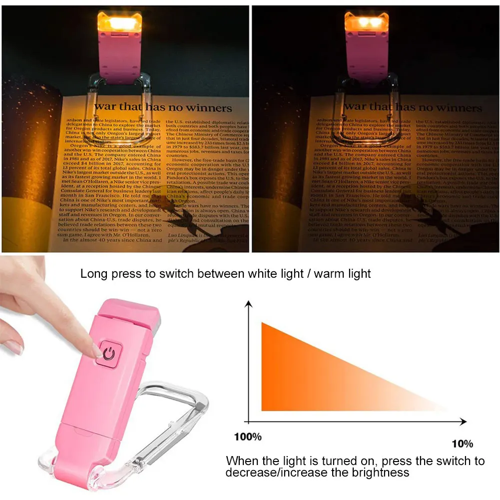 Nuevas luces de lectura portátiles plegables recargables por USB protección ocular 3 colores claros lámpara de noche de brillo ajustable