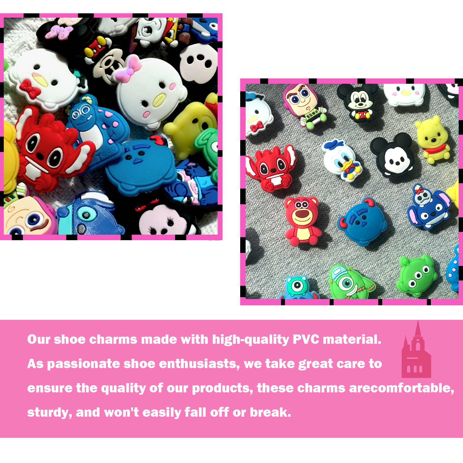 25 sztuk Miniso Disney Series zawieszki do butów na sandały, buty z PVC DIY dekoracje Charms akcesoria świetny prezent na boże narodzenie