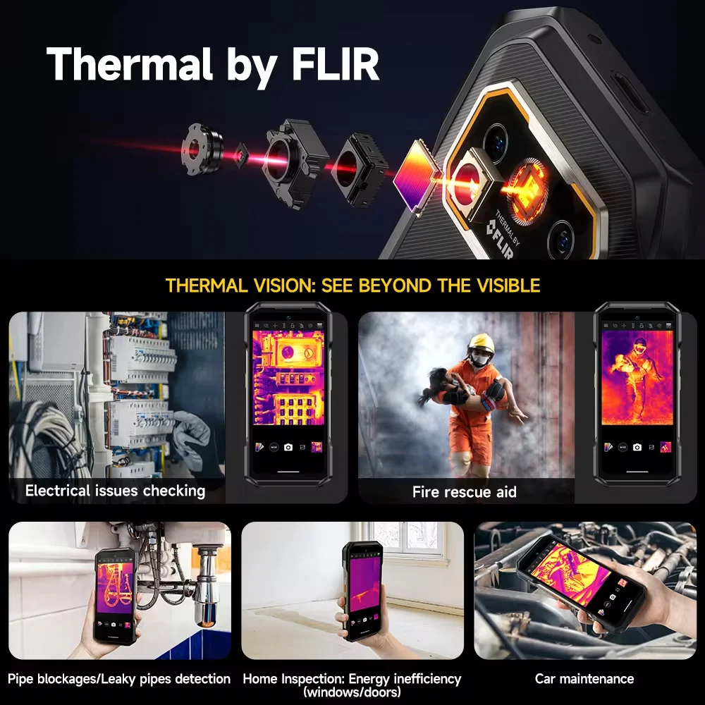 Ulefone Armor 27T Pro 5G com THERMAL BY FLIR® Rugged Phone 10600mAh Android 14 Smartphone 50MP + 64MP 6,78" 24GB + 256GB NFC Mobile