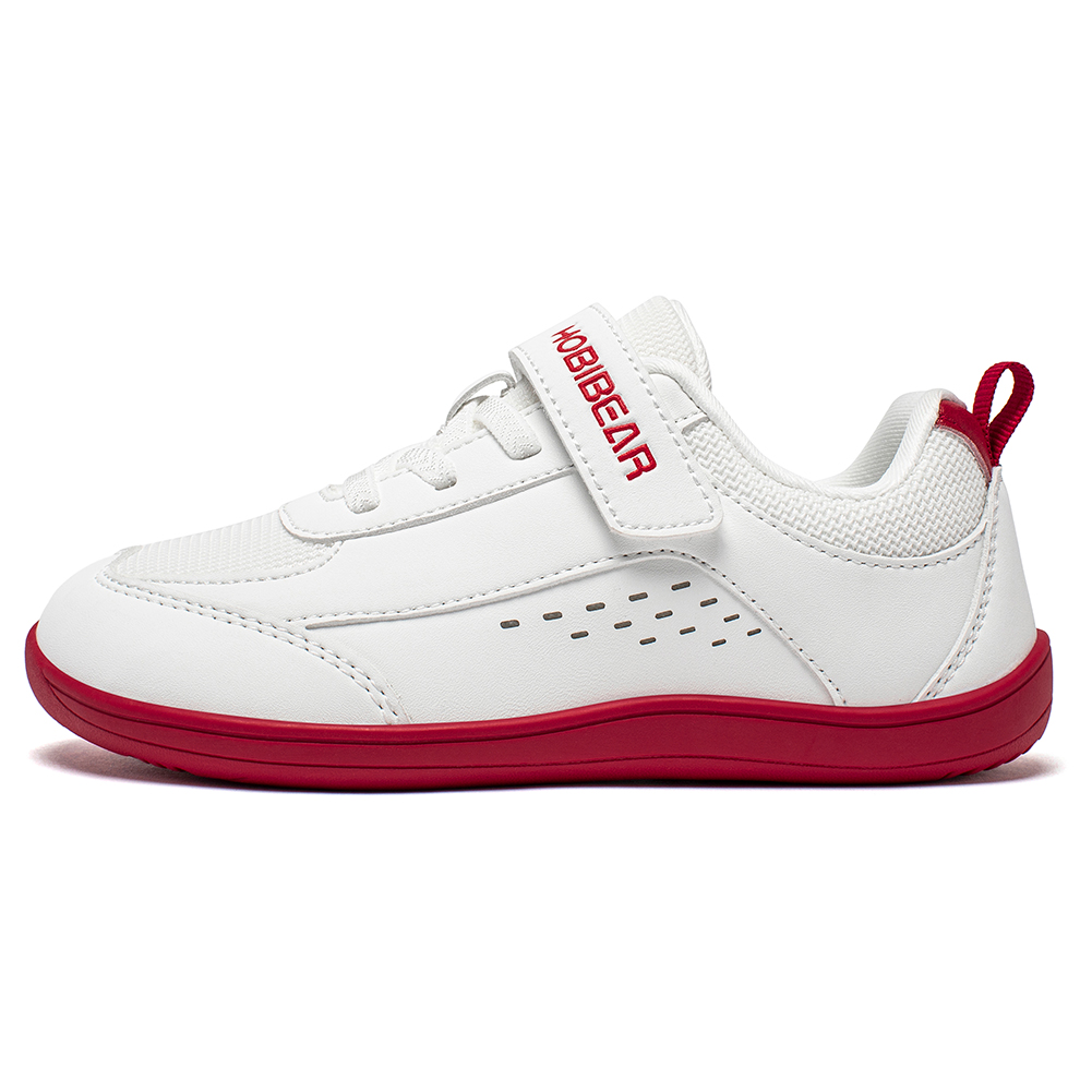 HOBIBEAR Kids Wide Toe Shoes Big Kid Barefoot Hook Loop Minimalist Sneakers Artificial Leather Mesh Shoes