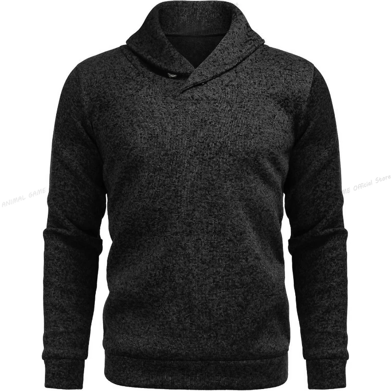Jesienno-zimowy nowy męski sweter z długim rękawem i wysokim dekoltem Casual Slim Fit Top Mixed Color Elastic Slim Fit Warm Stripe Top