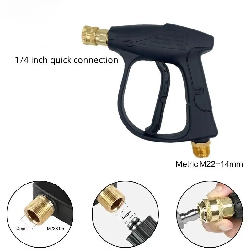 Hogedrukreinigerpistool met korte handgreep, enkel waterpistool, aluminiumlegering met 5 mondstukken en Karcher-adapter voor autowassen in de tuin