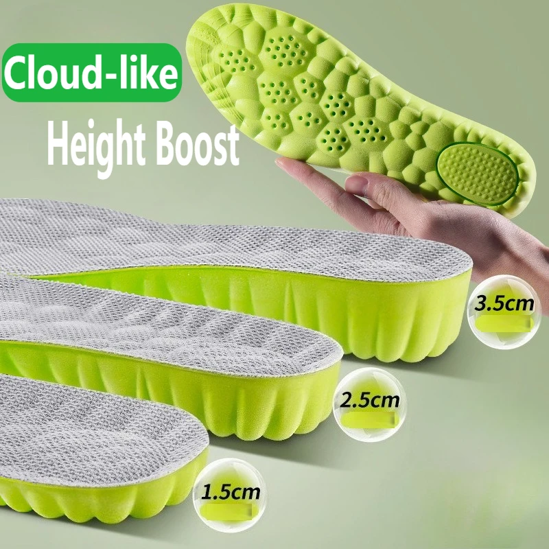 1Pair Height Increase Insoles Breathable Anti-Odor Insole Shock Absorbing Shoe Sole Soft Comfortable Sports Insole  Air Insole