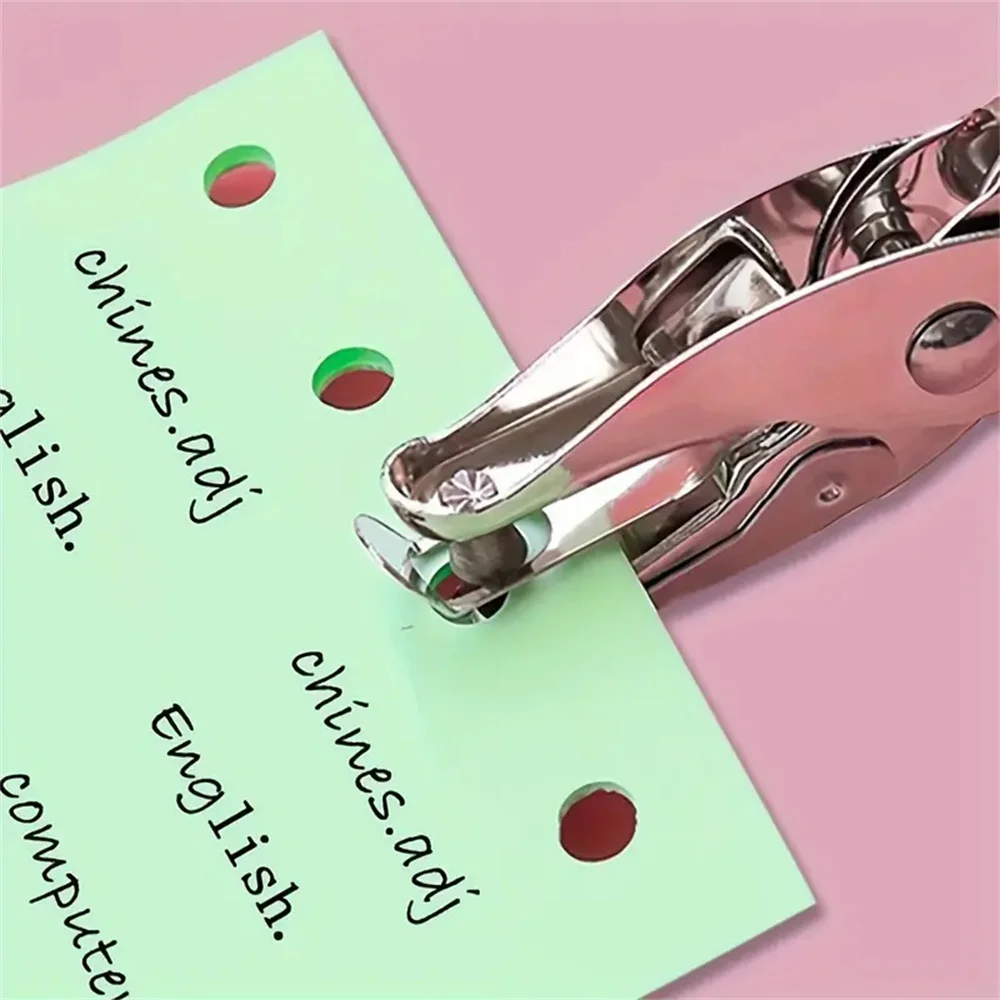 1 Stück, handgehaltener Lochzange aus Metall für Schreibwaren, runder Lochdurchmesser 6 mm, Locher, Papierlocher, verpackt, Einzellocher