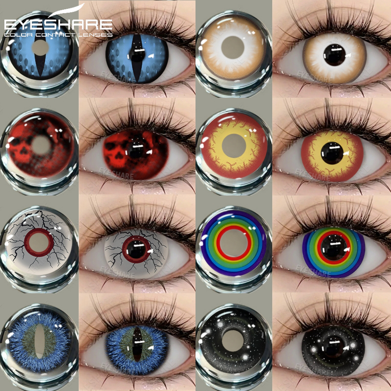EYESHARE 1 ペアコスプレカラーコンタクトレンズ目アニメレンズブルーアイレンズ毎年クレイジーハロウィンメイクカラーアイレンズ