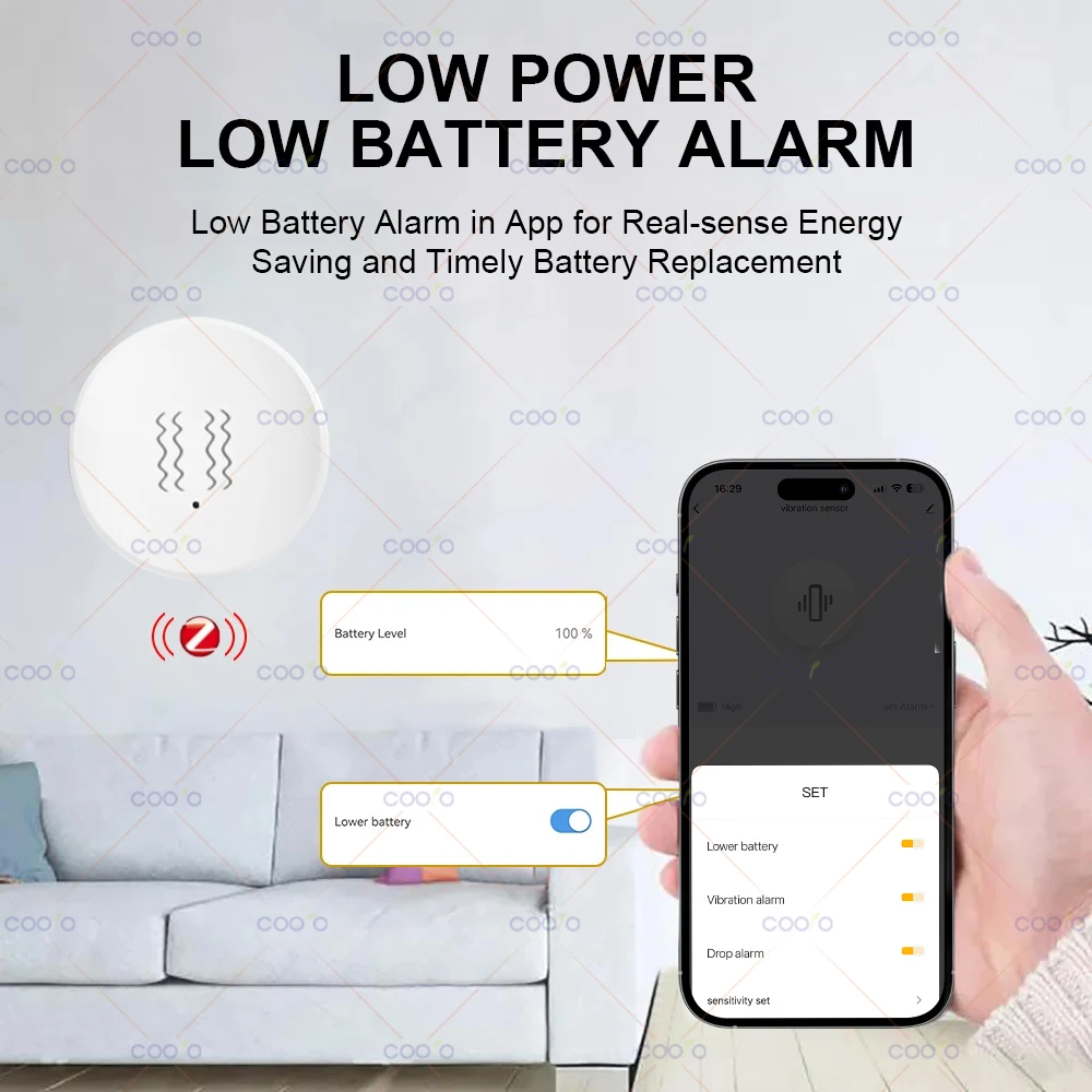 Tuya Zigbee Smart Trillingssensor Kanteldetectie Smart Life App Melding Real-Time Motion Shock Alarm Record