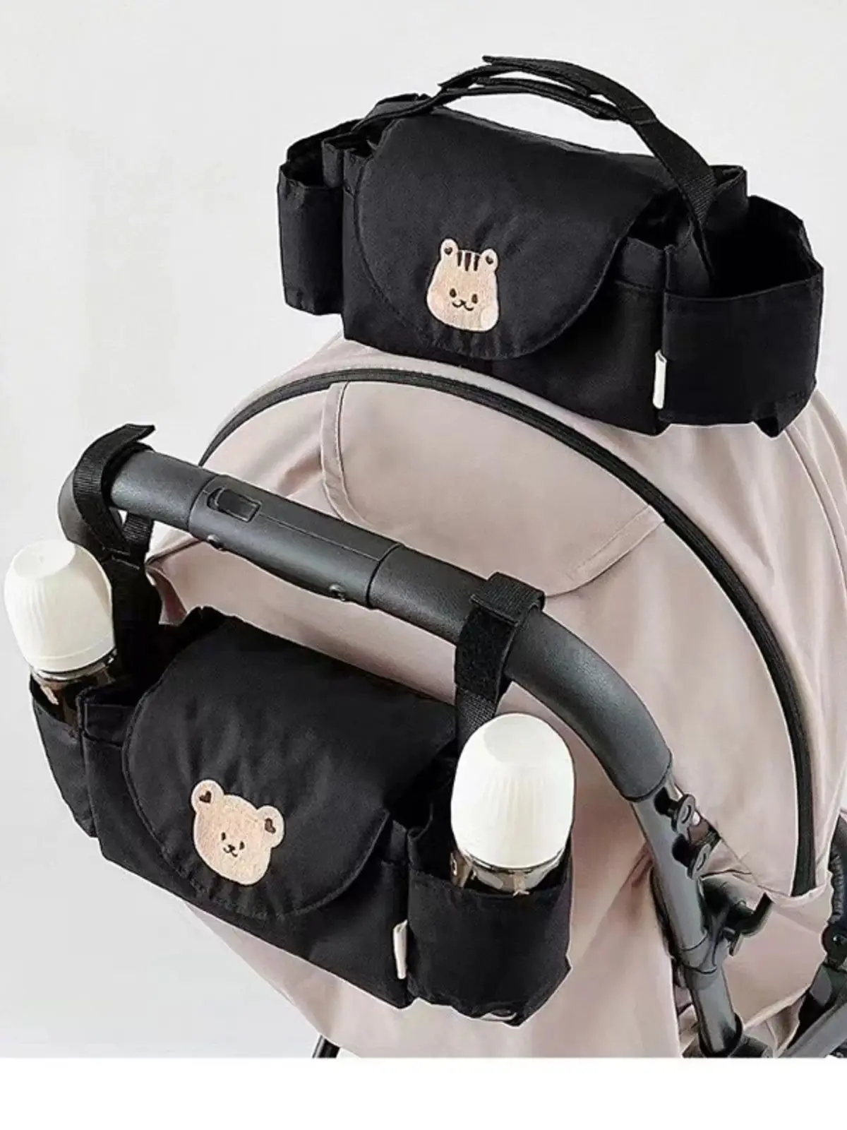 Carrinho de bebê pendurado saco dos desenhos animados urso saco de armazenamento carrinho cesta pendurado saco rolo do bebê