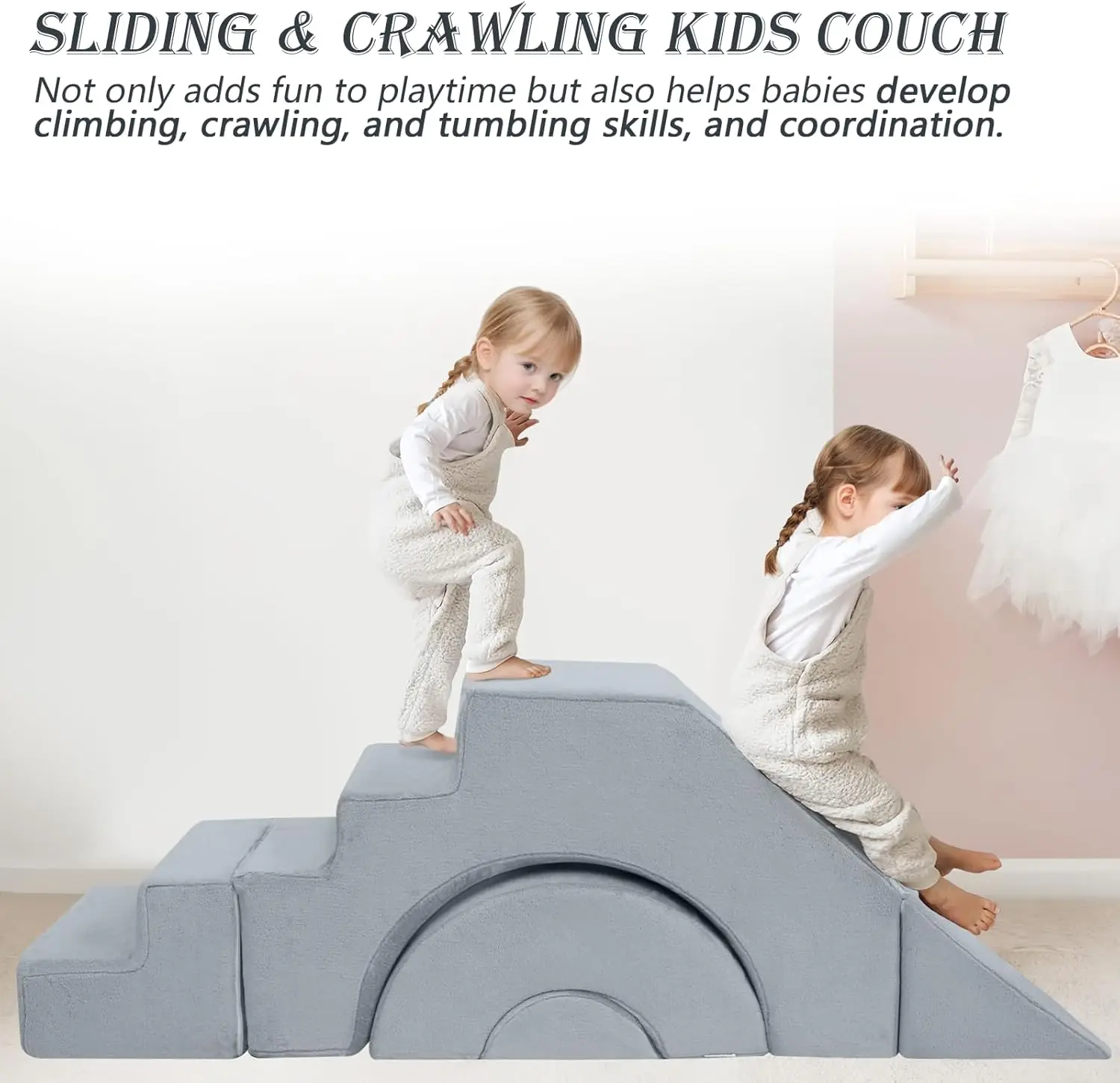 Foam Climbing Toddler Couch Modular Kids Sofa, Sectional Baby Couch for Climb Crawl, Kid Play Couch Convertible Children Sofa Be