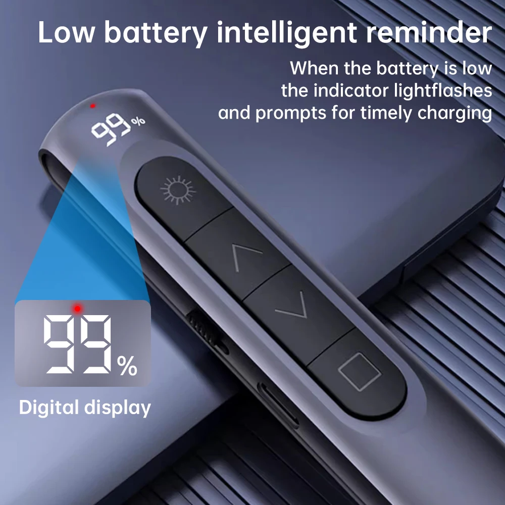 Wireless Remote Control Slide Page Turner SUB Rechargeable Digital Display Remote Page Turner Clicker Volume Controller