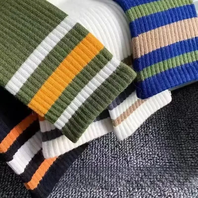 5 paar kleurrijke gestreepte vrijetijdssokken voor heren, modieuze sportsokken, zweetabsorberend en ademend, geschikt voor alle seizoenen