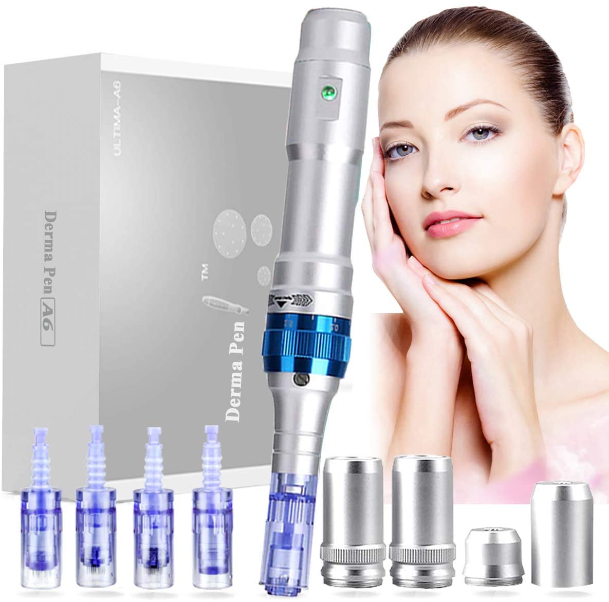Điện Dr. Bút A6 Ultima Microneedle Với 4 Hộp Mực Derma Bút Micro Cán Derma Tem Trị Liệu