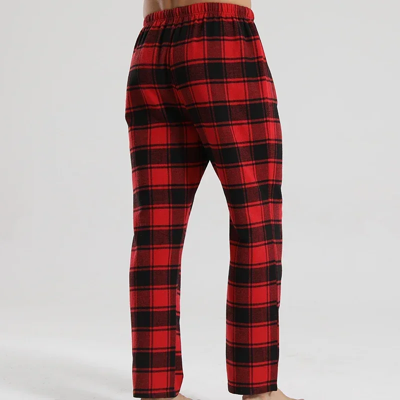 Modische, lässige, karierte, rot karierte Pyjamahose, neue Herren-Pyjama mit Karomuster, weiche und bequeme Hose mit elastischem Bund