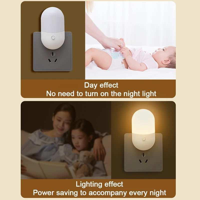 Led mini interruptor de luz noturna plug-in led luz proteção para os olhos lâmpada de luz noturna uso para cabeceira alimentação do bebê sala de estar