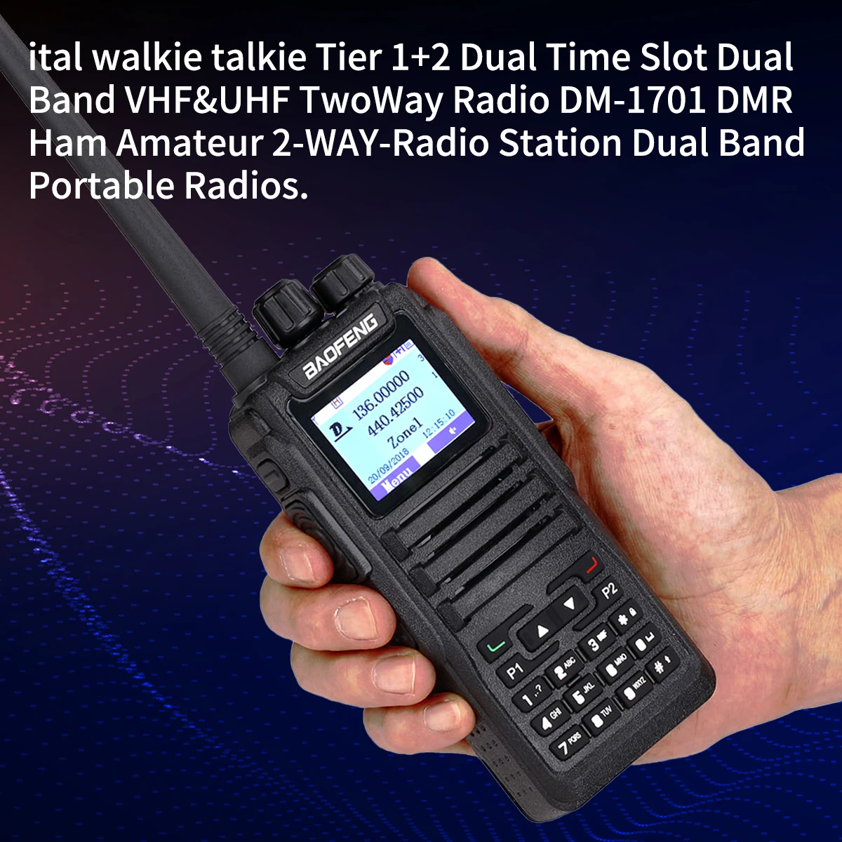 Baofeng DMR Mobilfunk Walkie Talkie Transceiver Analog & Digital DM 1701 Tier1+2 Dual Time Slot Open GD77 Dual Band Amateurfunk