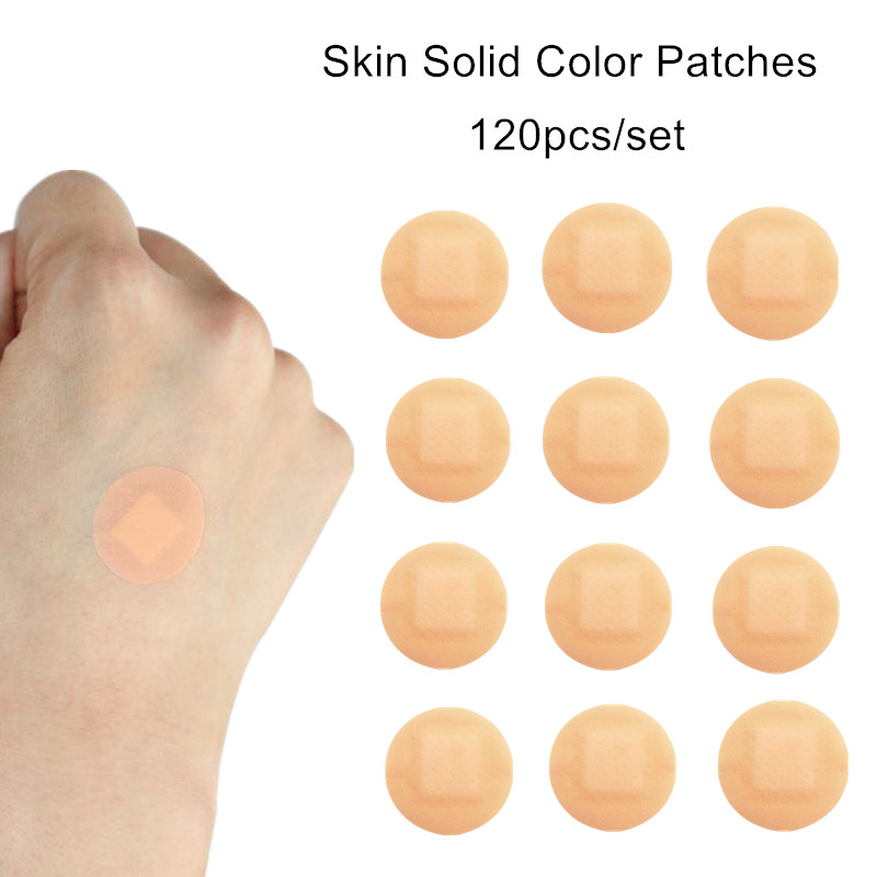 120pcs/set Round Band Aid Skin Color Wound Dressing Plasters Strips Patches Breathable Waterproof Adhesive Bandages Tape
