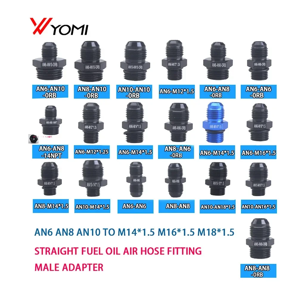 Универсальный AN6 AN8 AN10 для AN до M14/M16/M18x1,5 с резьбой, прямой фитинг для мазутного воздушного шланга, переходник с наружной резьбой, автомобильные аксессуары