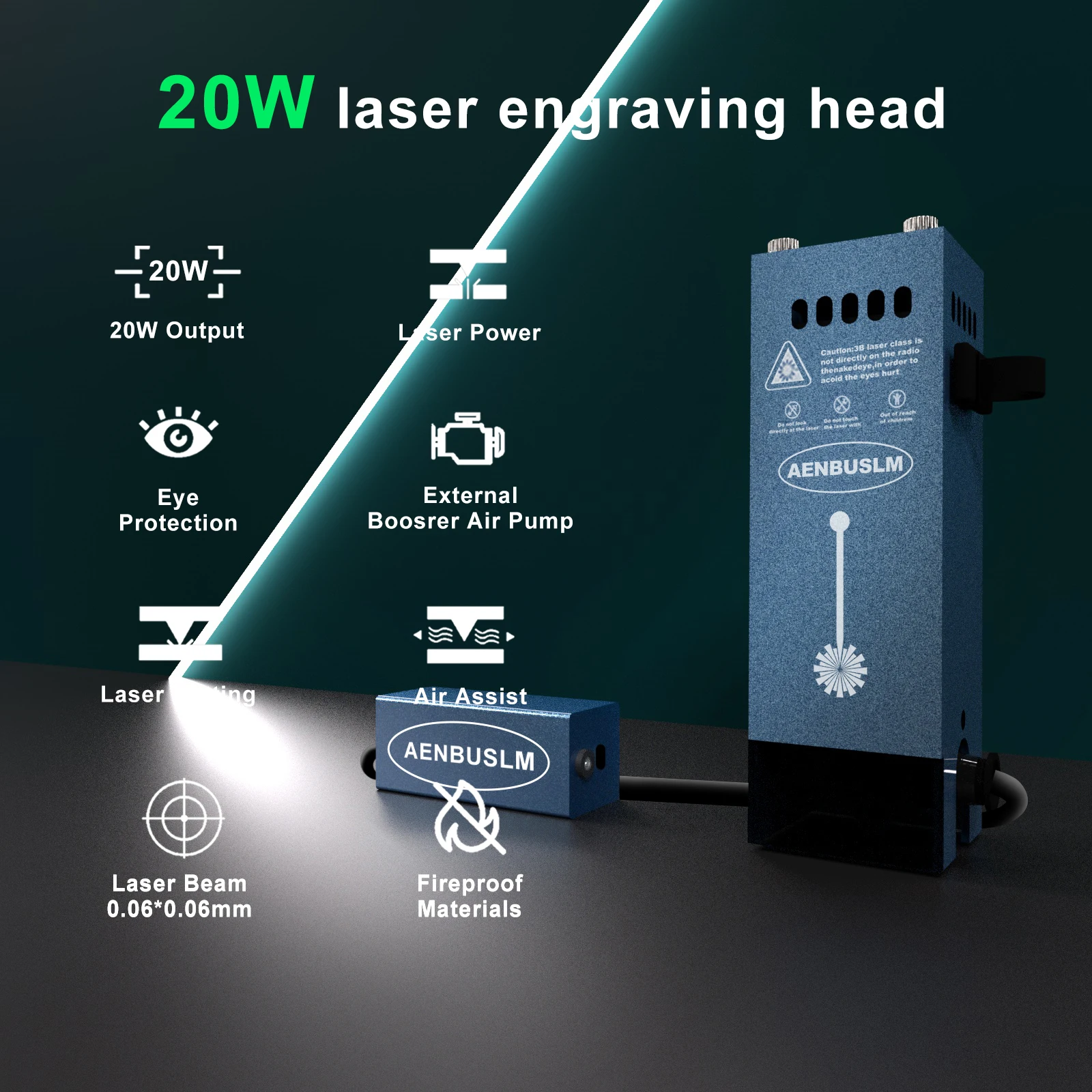 AENBUSLM 20W Laser Engraving Head Laser Engraver Nozzle Laser Module Laser Cutting Machine Laser Cutter CNC Woodworking Tool
