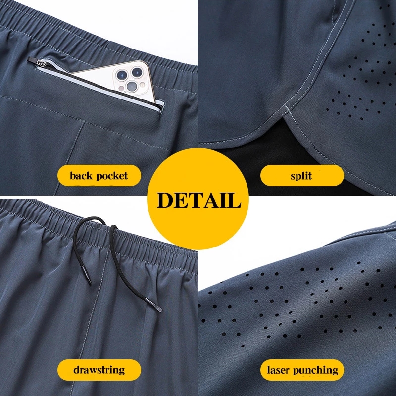 Männer Laufshorts Schnell trocknend Fitness Schwarz Doppel Schicht Shorts Männer Neue Sport Workout Training Bodybuilding Kurze Hosen