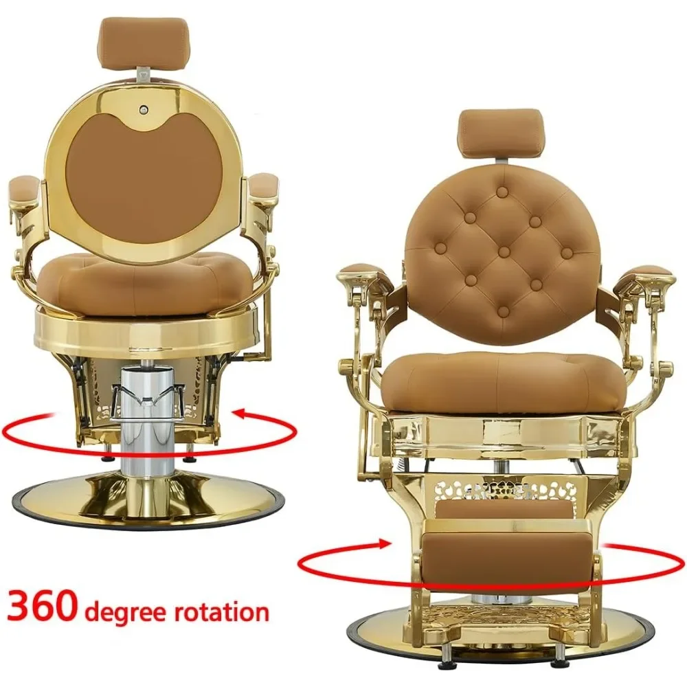 Barber Chair, Vintage Salon Design, Heavy Duty 700 Lb, Multi-Function Hydraulic, for Barbershops, Height Adjustable, Salon Chair