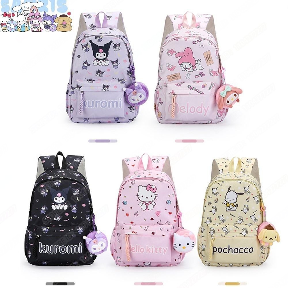 Anime Rucksäcke Sanrio Plüschtier Hellokity Kuromi Cinnamoroll Pochacco Rucksack Kinder Schwarze Schultasche Niedliche Schultasche Laptoptaschen