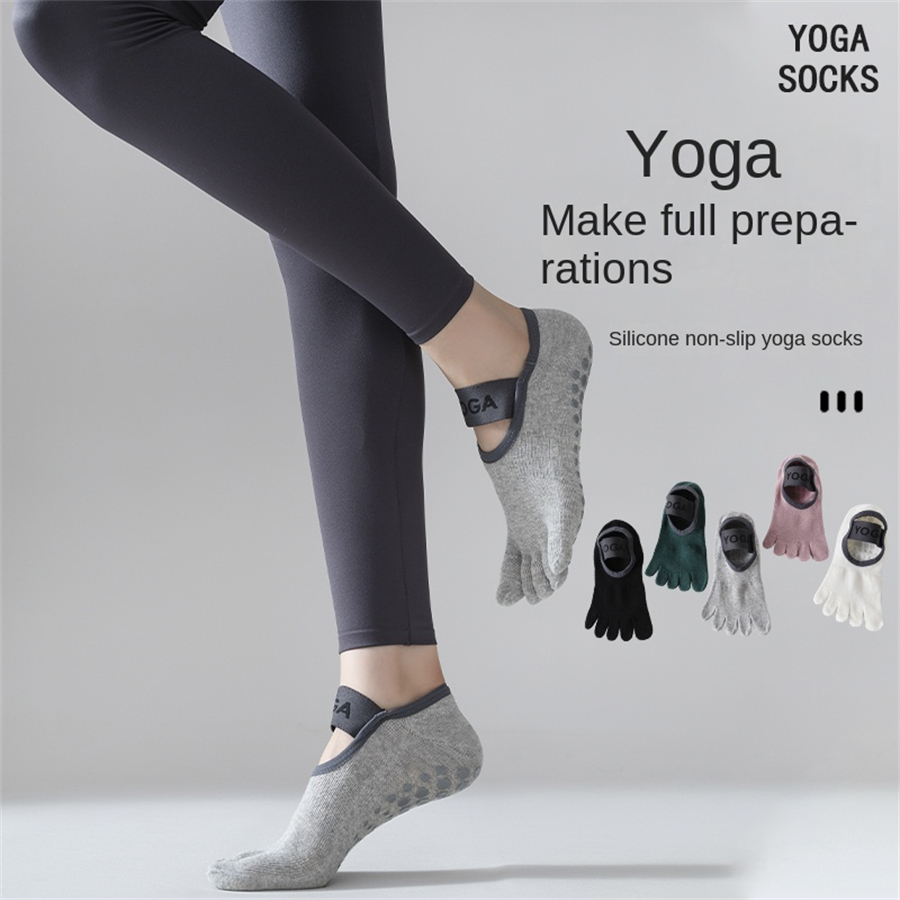 1 paio di calzini da donna a cinque dita professionali in cotone antiscivolo che assorbono il sudore calzini da yoga calzini fitness pilates